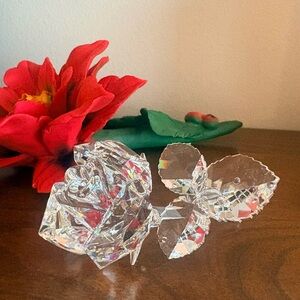 Swarovski Crystal Rose with Leaves